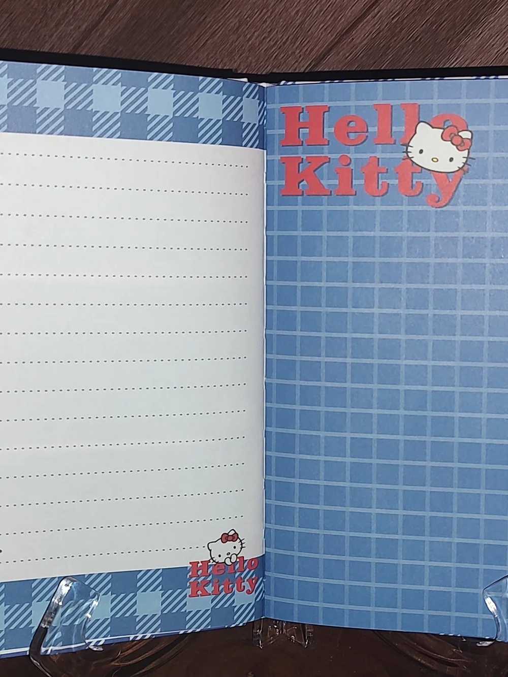 New!Hello Kitty Blue Plaid Notebook with Red Accents